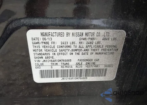 2013 Infiniti G37X из США, поврежденный, VIN JN1CV6AR1DM764665